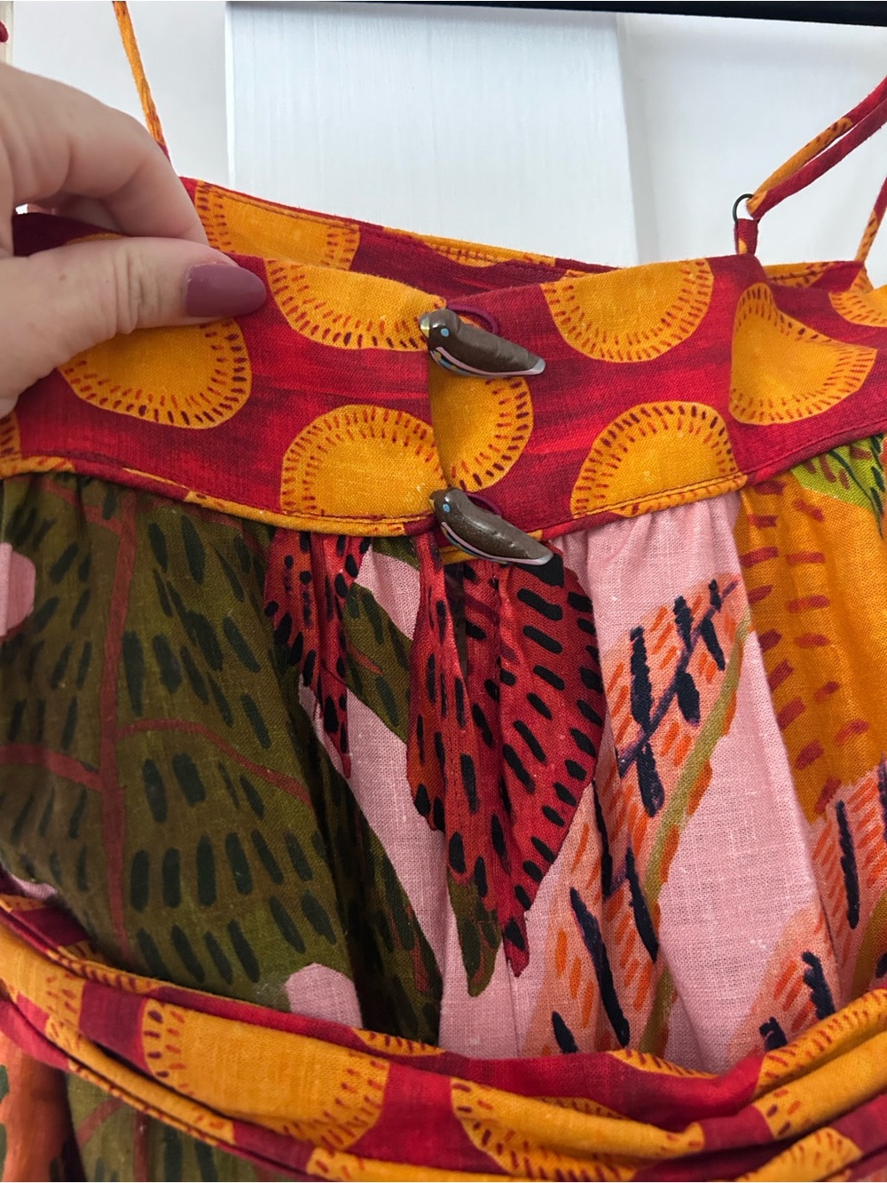 Tropical Print Spaghetti Strap Maxi Dress - Pink & Orange - Picture 3 of 3